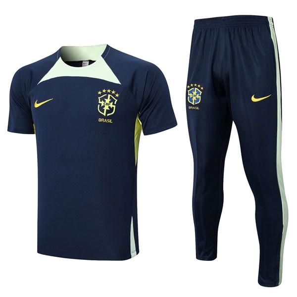 Trainingshirt Brasilien Komplett Set 2022-23 Blau 2